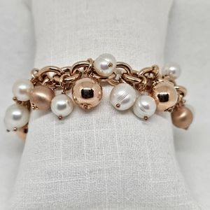 Honora Bronze Italy Freshwater Cultured Pearl Charm Bracelet